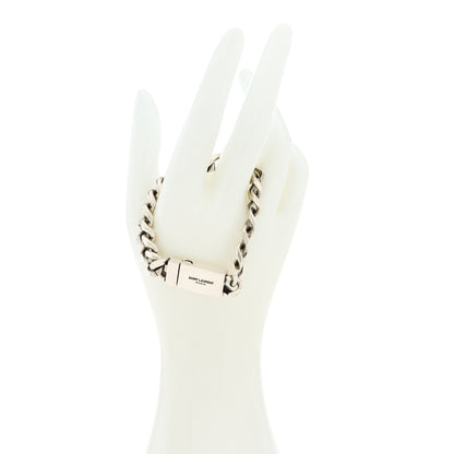 Saint Laurent Metal Curb Chain Bracelet Oxidized Silver 2 of 4