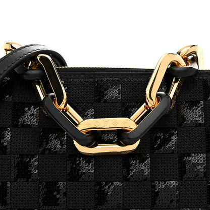 Louis Vuitton Satin Sequin Embroidered Damier Coussin BB Black 8 of 10