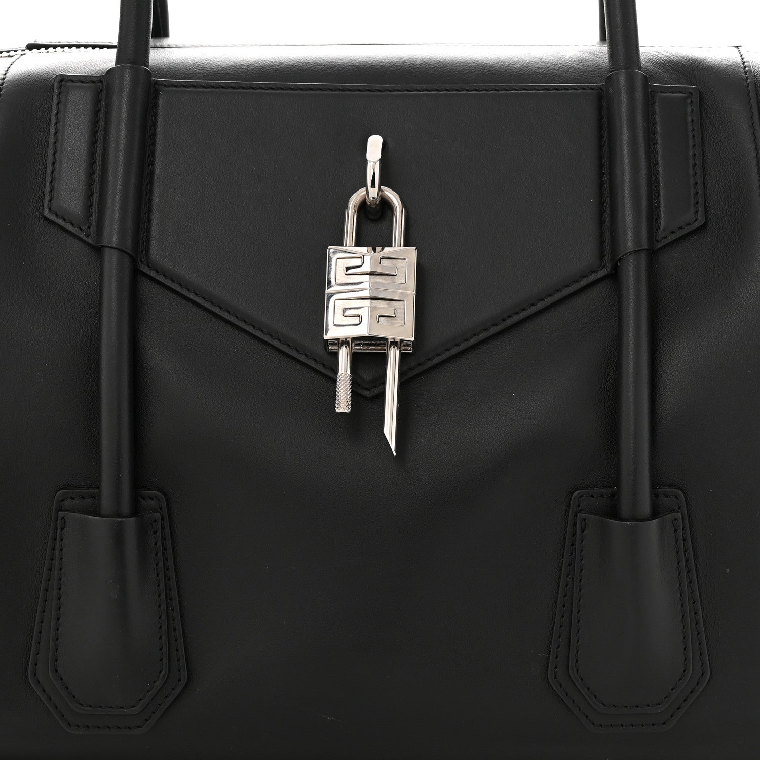 Givenchy Smooth Calfskin Medium Antigona Lock Duffle Bag Black 7 of 11