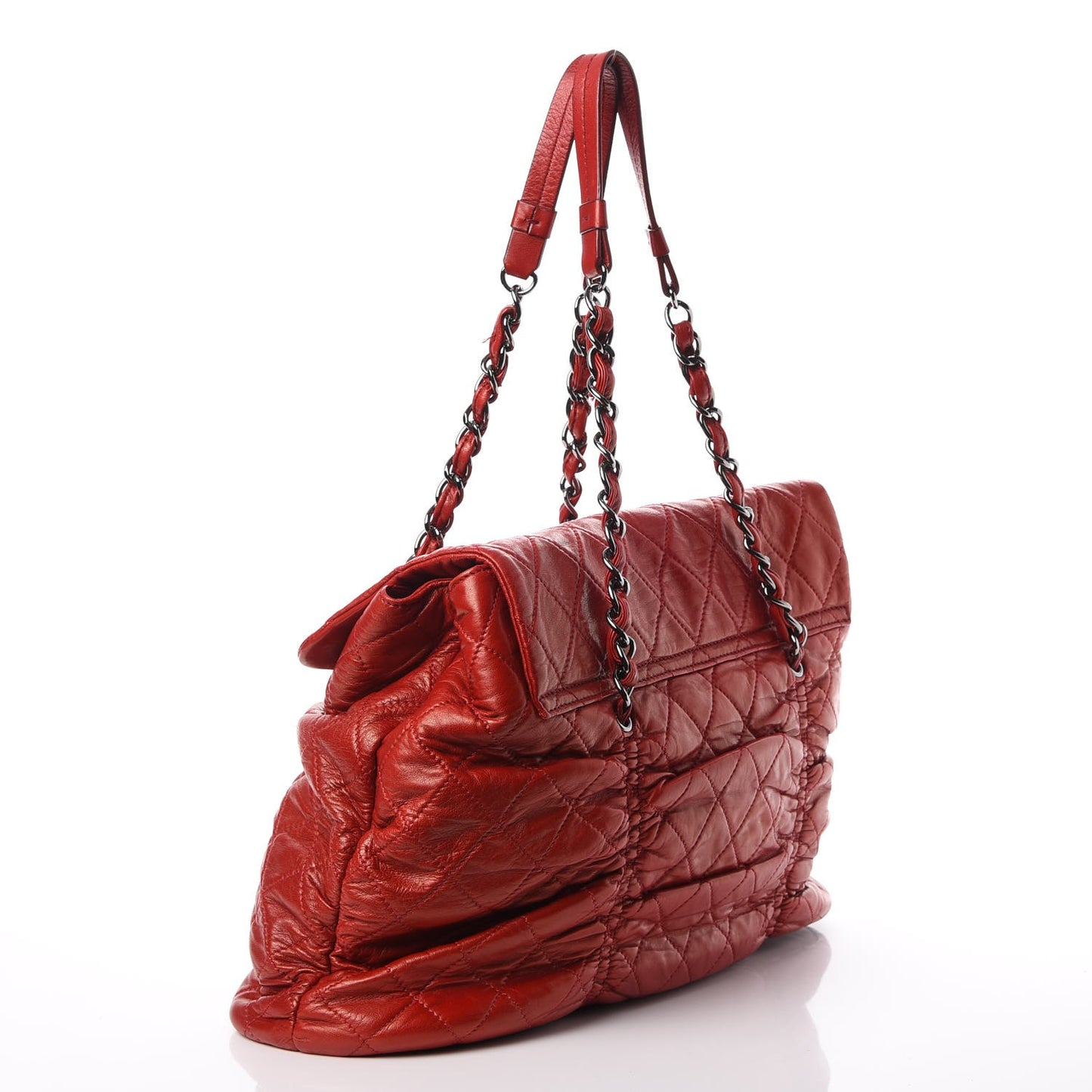 Lambskin Quilted Sharpei Flap Red