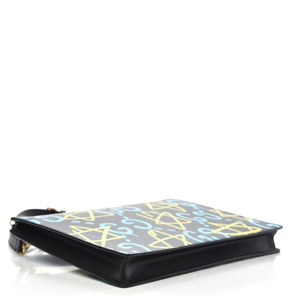 Gucci Calfskin GucciGhost Print GG Messenger Bag Black New Acquamarine 3 of 9