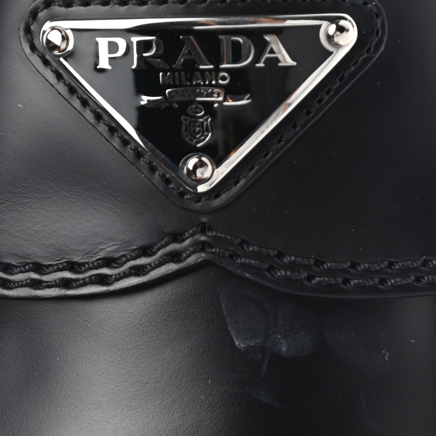 Prada Spazzolato Rois Metal Triangle Logo Mens Monolith 60mm Loafers 6 Black 10 of 11