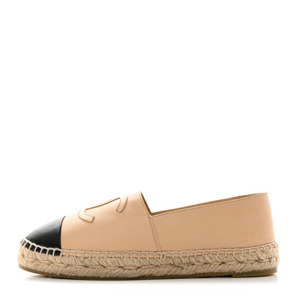 Chanel Lambskin CC Espadrilles 38 Beige Black 1 of 9