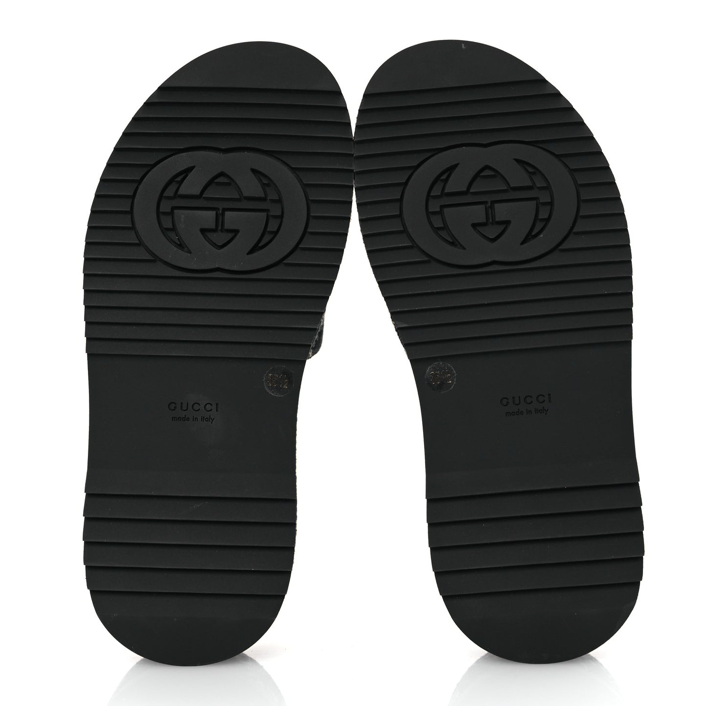 Jacquard Black Denim GG Monogram Angelina Platform 55mm Slide Sandals 35.5 Black Ivory