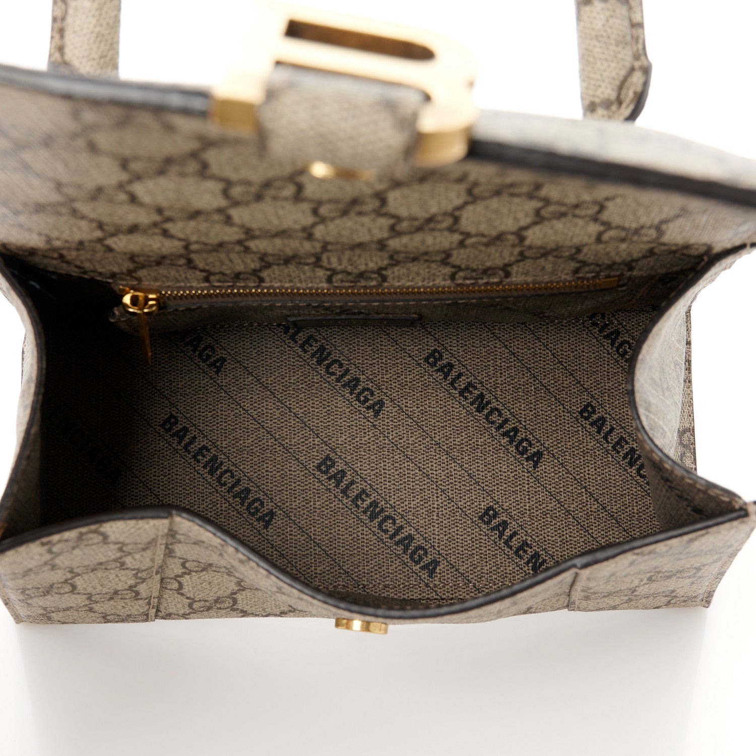 Balenciaga X GUCCI GG Supreme Monogram Small Hourglass Top Handle Bag Beige Ebony 5 of 10