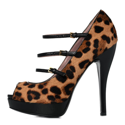 Gucci Calf Hair Leopard Print Platform Pumps 37.5 1 of 8