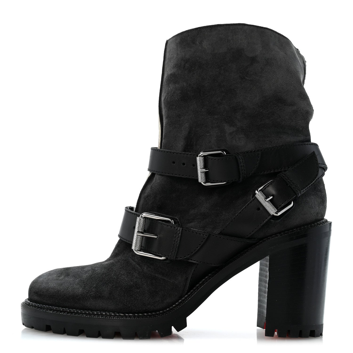 Christian Louboutin Calfskin Bouclette Viyonce 70 Boots 38 Charbon Black 1 of 8