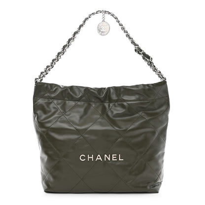 Chanel Shiny Calfskin Quilted Small Chanel 22 Khaki 3 of 13