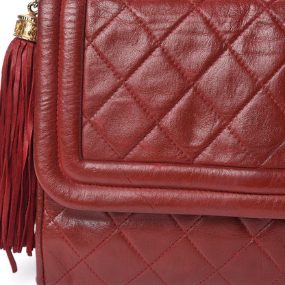 Chanel Lambskin Quilted Tassel Shoulder Flap Bag Red 13 of 19