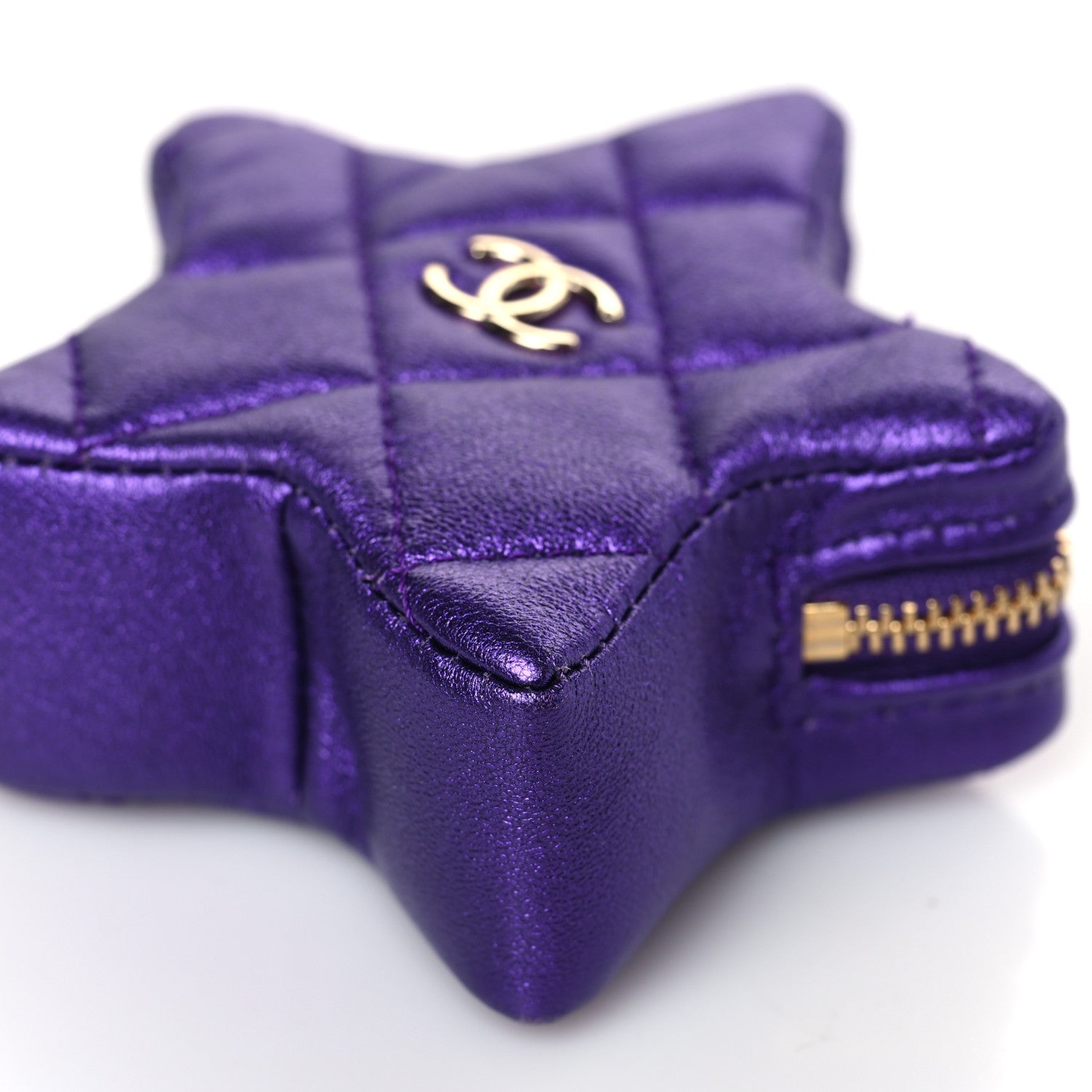 Chanel Metallic Lambskin Hollywood Boulevard Star Clip On Coin Purse Purple 7 of 9