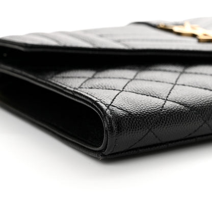 Saint Laurent Grain De Poudre Textured Mixed Matelasse Triquilt Monogram Clutch Black 9 of 15
