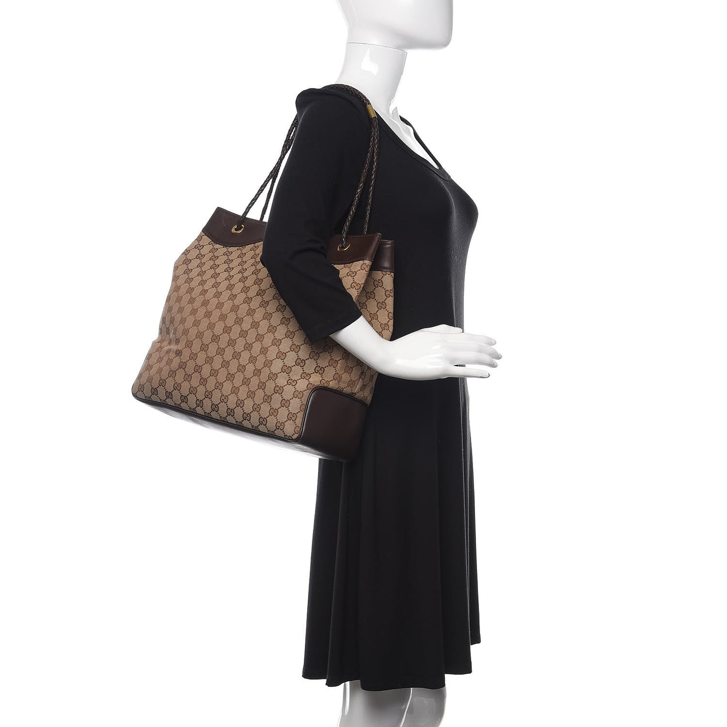 Monogram Braided Tote Dark Brown