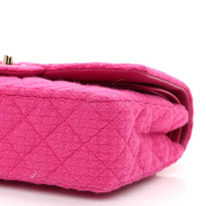 Chanel Tweed Quilted Medium Double Flap Fuchsia 10 of 11