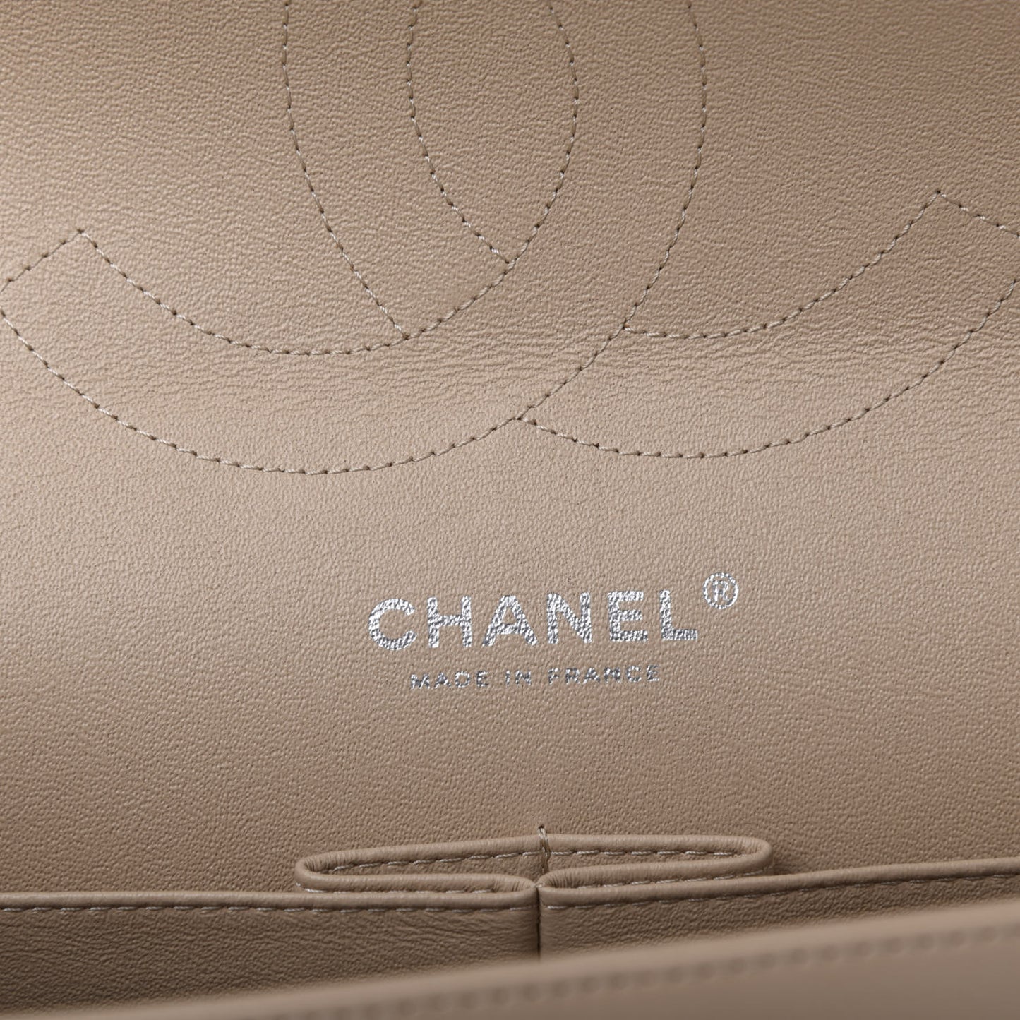 Lambskin Quilted Jumbo Double Flap Beige