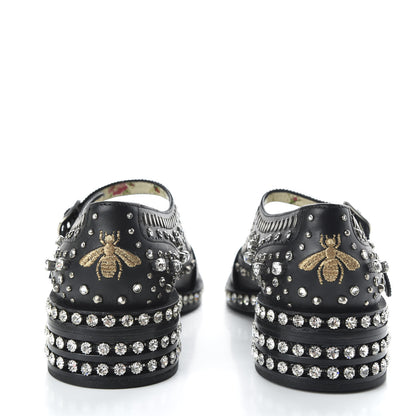 Gucci Calfskin Crystal Studded Womens Queercore Brogue Monk Strap Loafers 40 Black 6 of 11