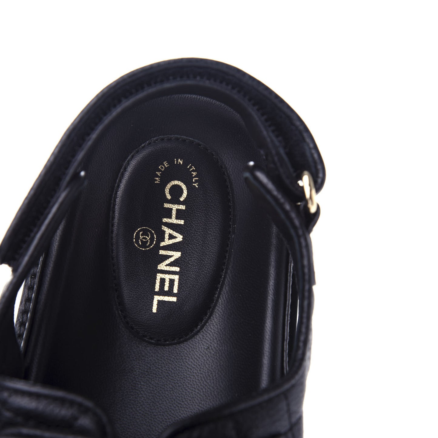 Grained Calfskin Velcro Dad Sandals 40 Black