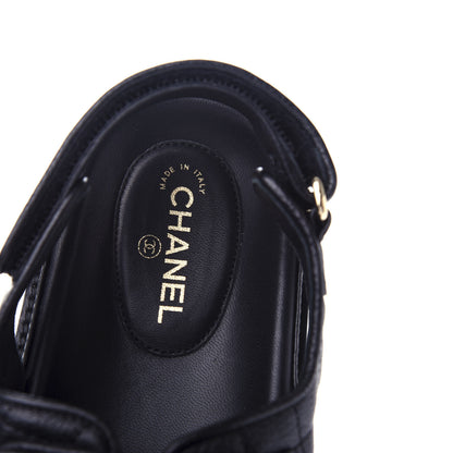 Chanel Grained Calfskin Velcro Dad Sandals 40 Black 8 of 11