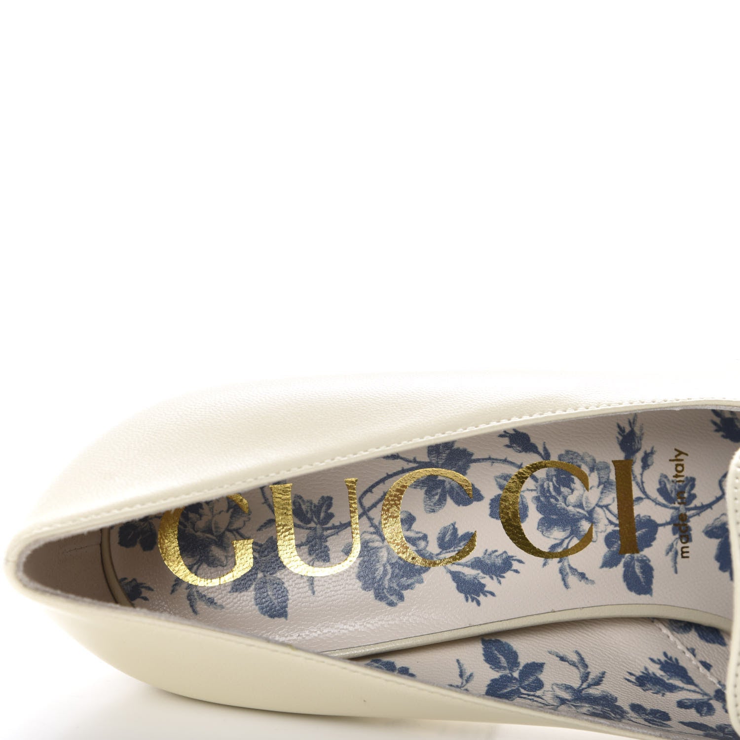 Gucci Malaga Kid GG Victoire 95mm Loafer Pumps 38.5 Vintage White 6 of 10