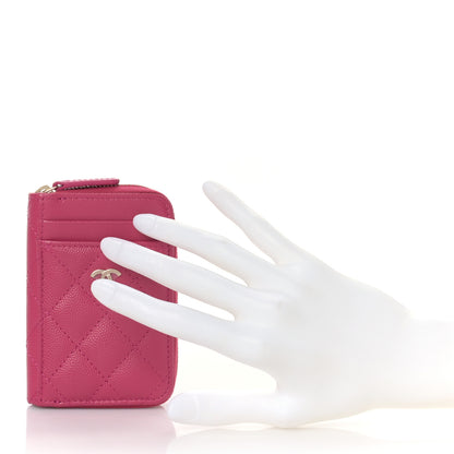 Chanel Caviar Quilted Zip Card Holder Fuchsia 2 of 10