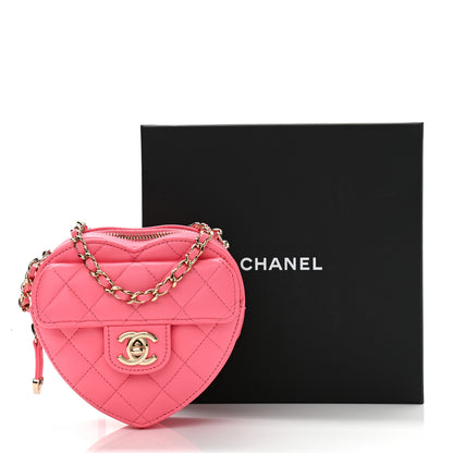 Chanel Lambskin Quilted CC In Love Heart Clutch With Chain Pink 11 of 11
