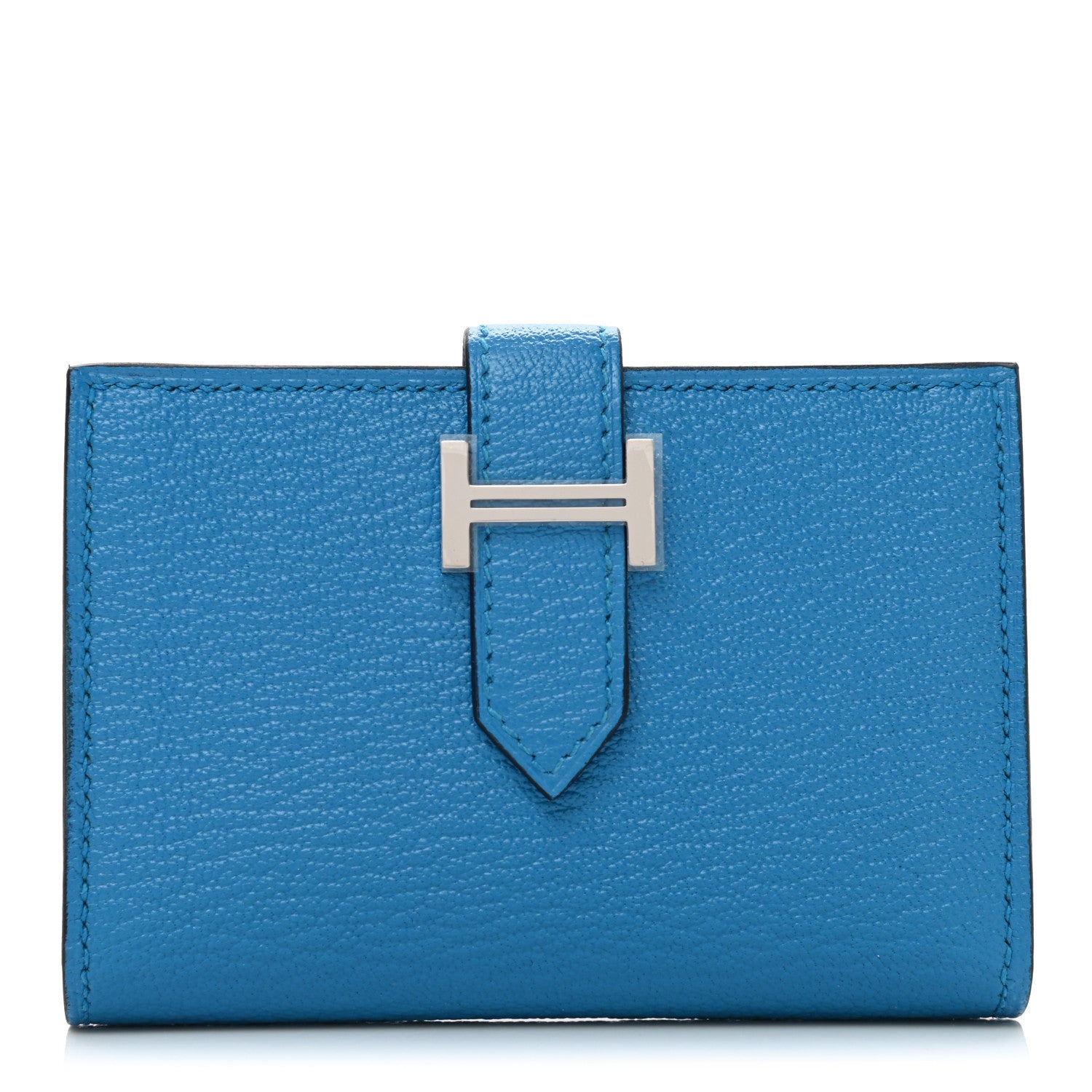 Hermes Chevre Mysore Bearn Card Holder Wallet Bleu Paradis 1 of 8