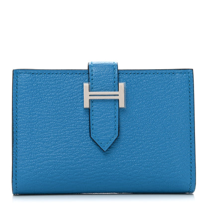 Hermes Chevre Mysore Bearn Card Holder Wallet Bleu Paradis 1 of 8