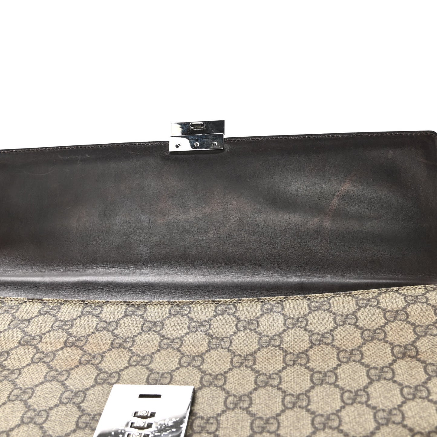 GG Supreme Monogram Flap Briefcase Brown