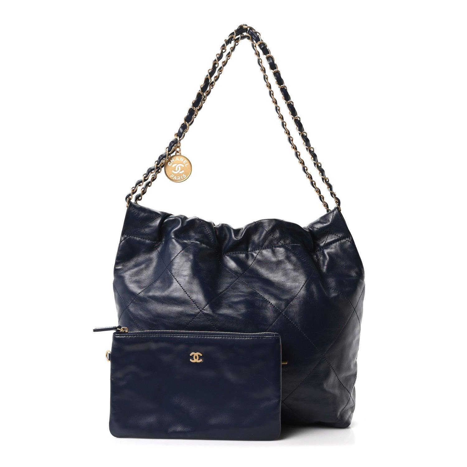 Chanel Shiny Calfskin Quilted Small Chanel 22 Navy 3 of 11