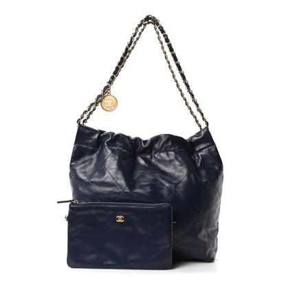 Chanel Shiny Calfskin Quilted Small Chanel 22 Navy 3 of 11