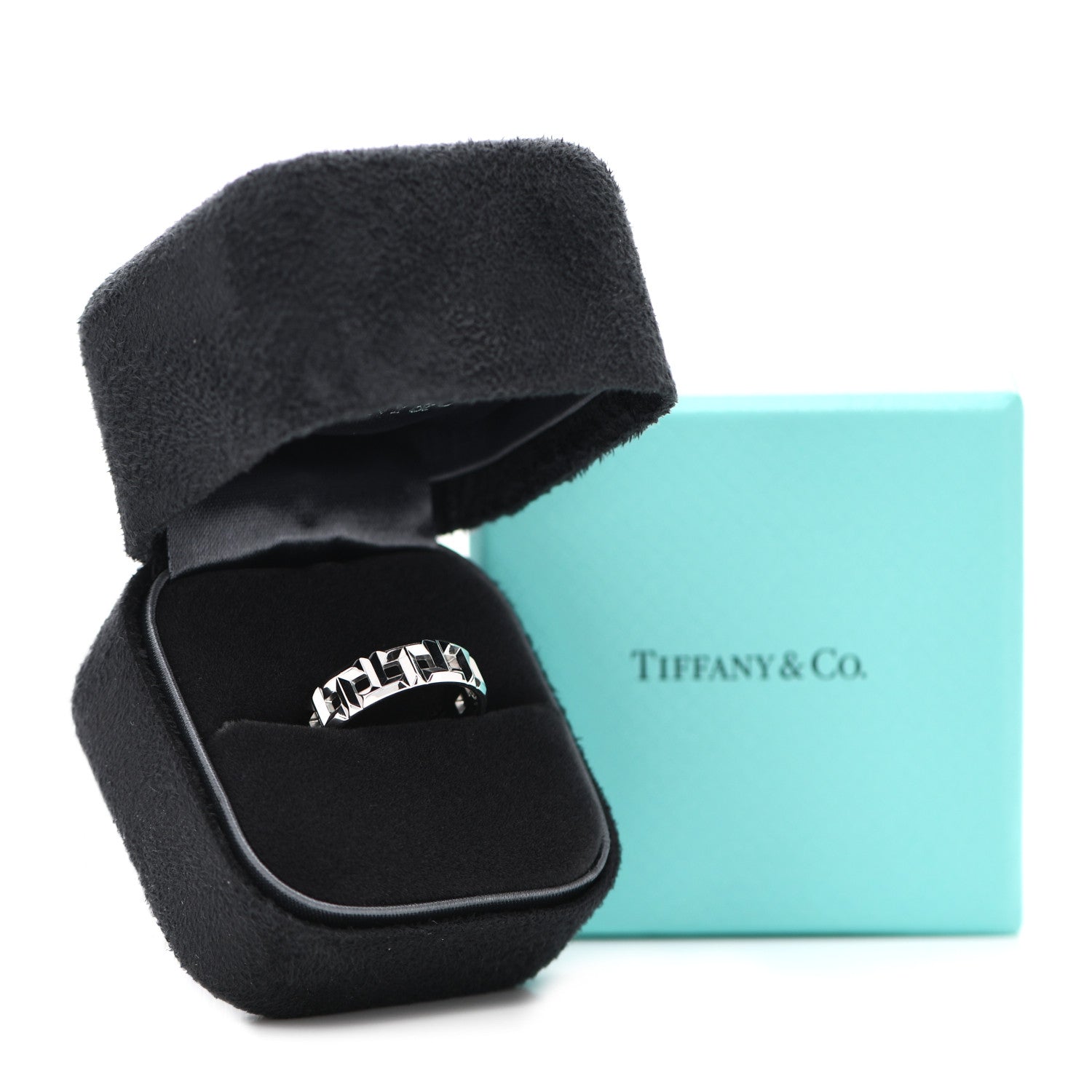 Tiffany 18K White Gold Wide T True Ring 53 6.5 5 of 5