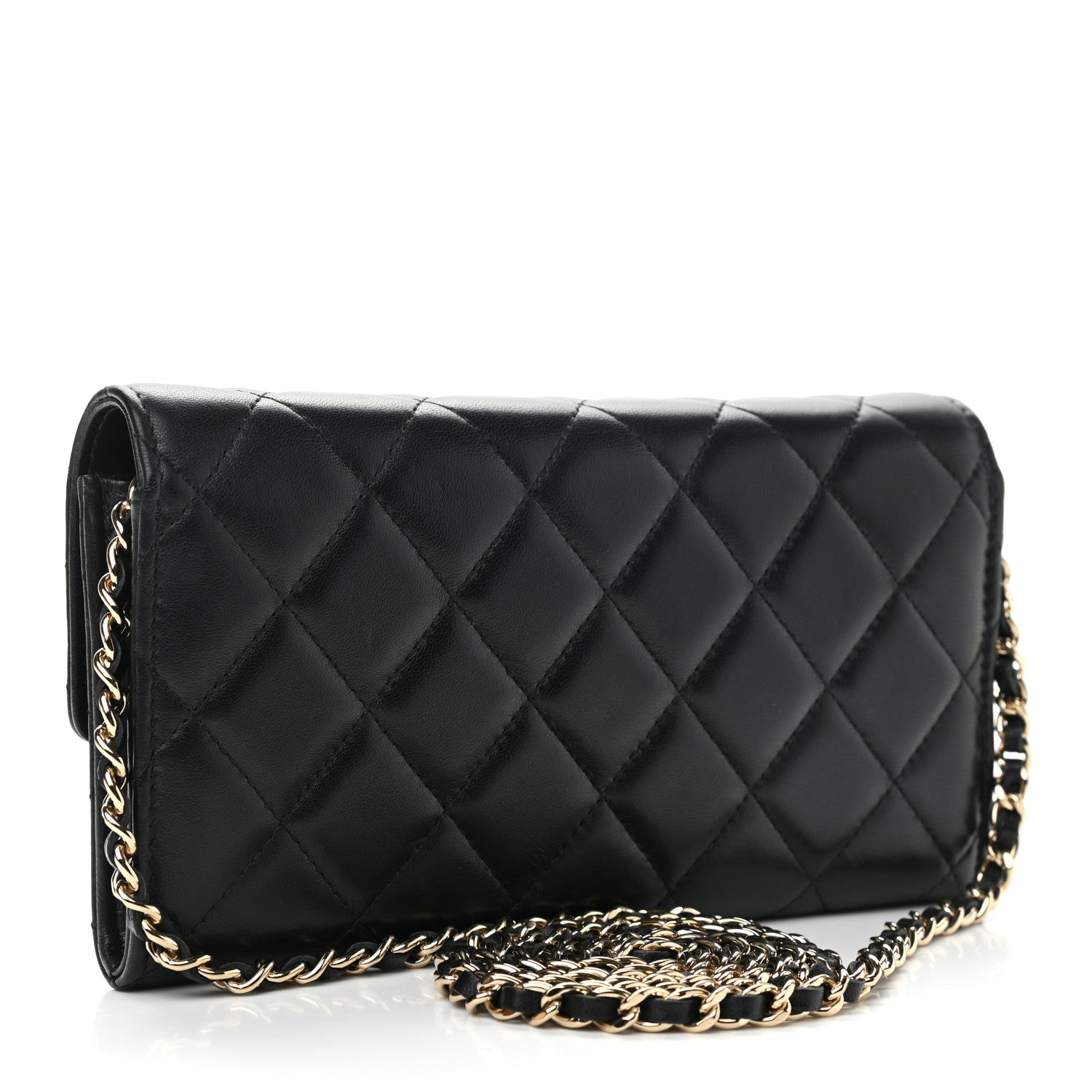 Chanel Lambskin Camellia Wallet on Chain WOC Black 3 of 12
