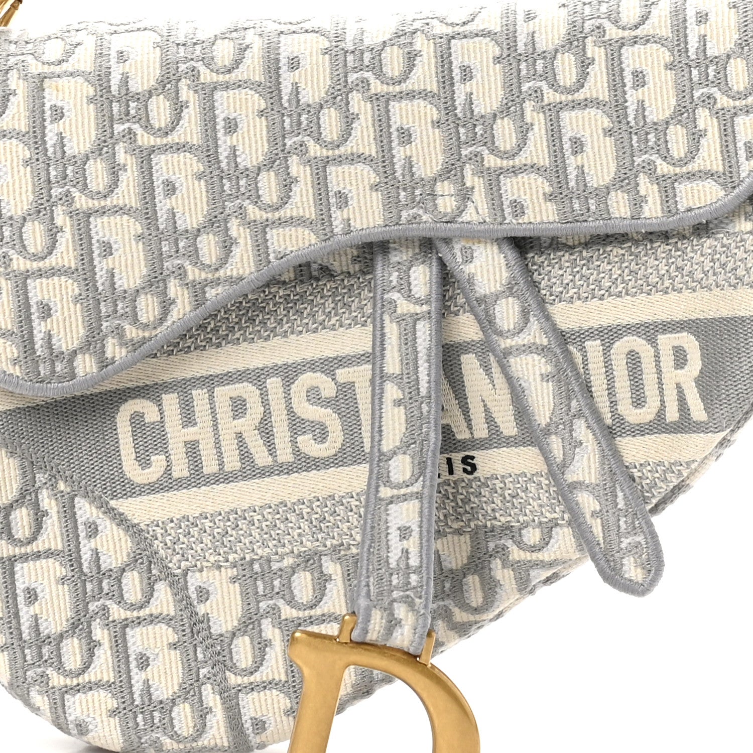 Christian Dior Oblique Embroidered Saddle Bag Gray 8 of 10