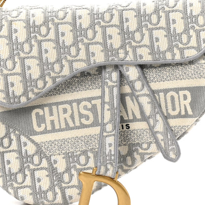 Christian Dior Oblique Embroidered Saddle Bag Gray 8 of 10