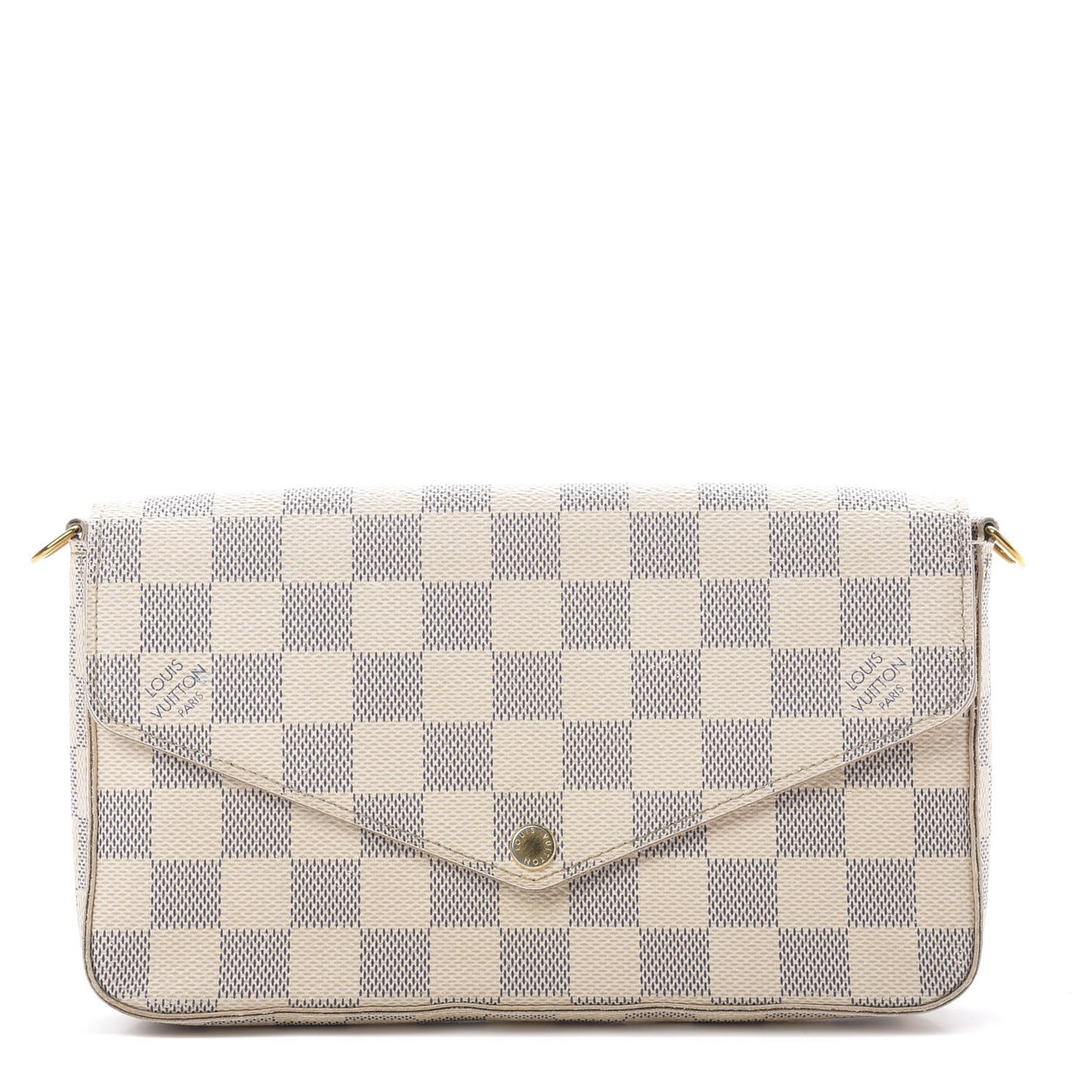 Damier Azur Pochette Felicie Chain Wallet Rose Ballerine
