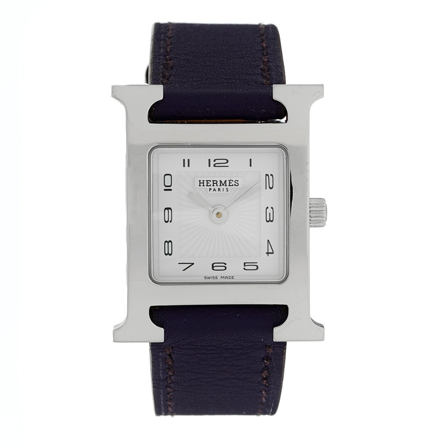 Hermes Stainless Steel Swift 21mm Heure H Hour Quartz Watch Iris 1 of 3