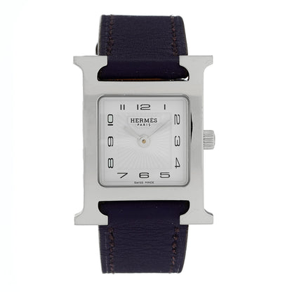 Hermes Stainless Steel Swift 21mm Heure H Hour Quartz Watch Iris 1 of 3