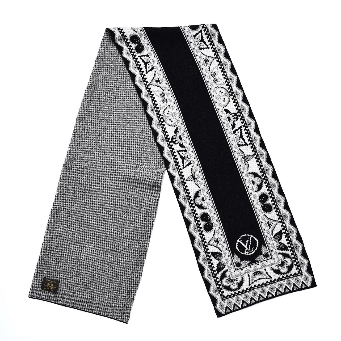 Wool Cashmere Esquimonogram Scarf Black Silver