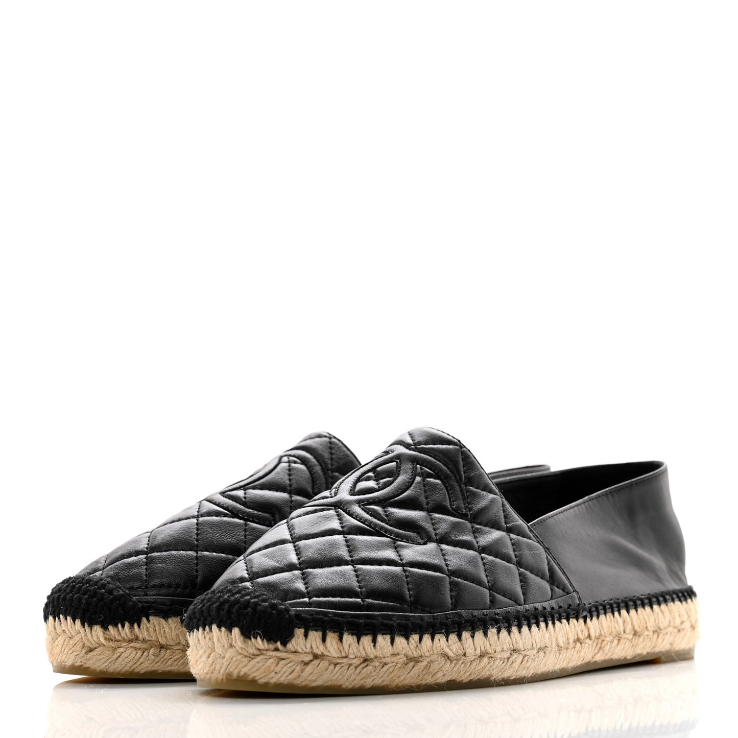 Lambskin Quilted CC Espadrilles 40 Black