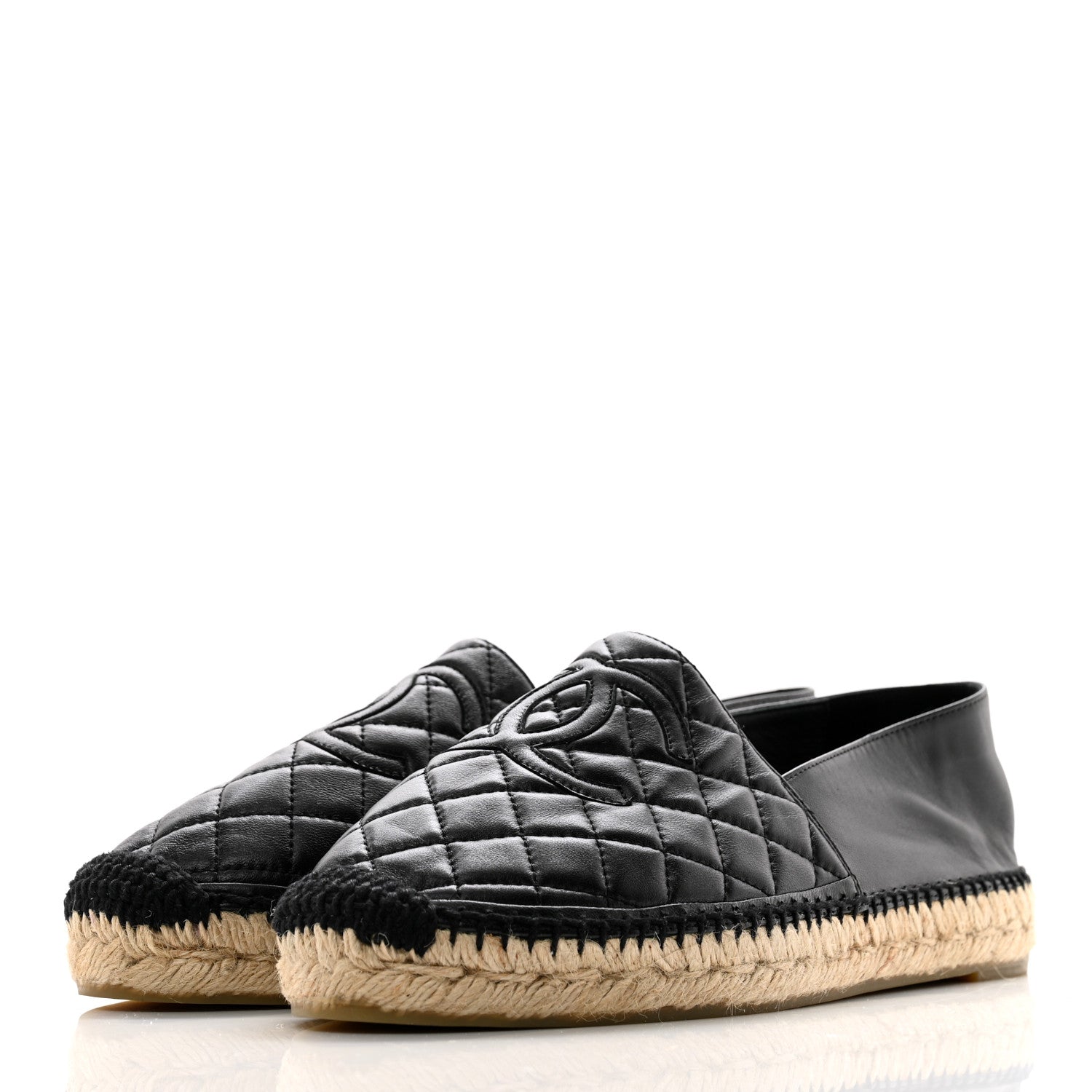 Chanel Lambskin Quilted CC Espadrilles 40 Black 3 of 11