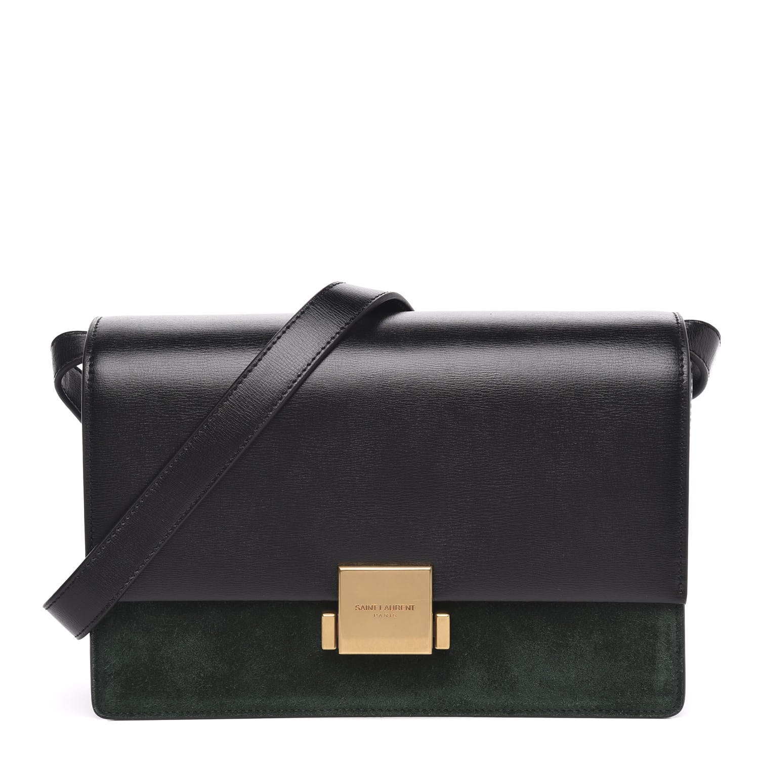 Saint Laurent Smooth Calfskin Suede Medium Bellechasse Black Dark Green 1 of 9