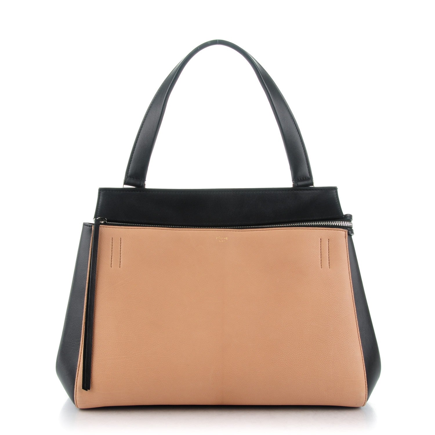 Celine Textured Calfskin Medium Bi-Color Edge Shoulder Bag Black 1 of 10