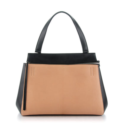 Celine Textured Calfskin Medium Bi-Color Edge Shoulder Bag Black 1 of 10