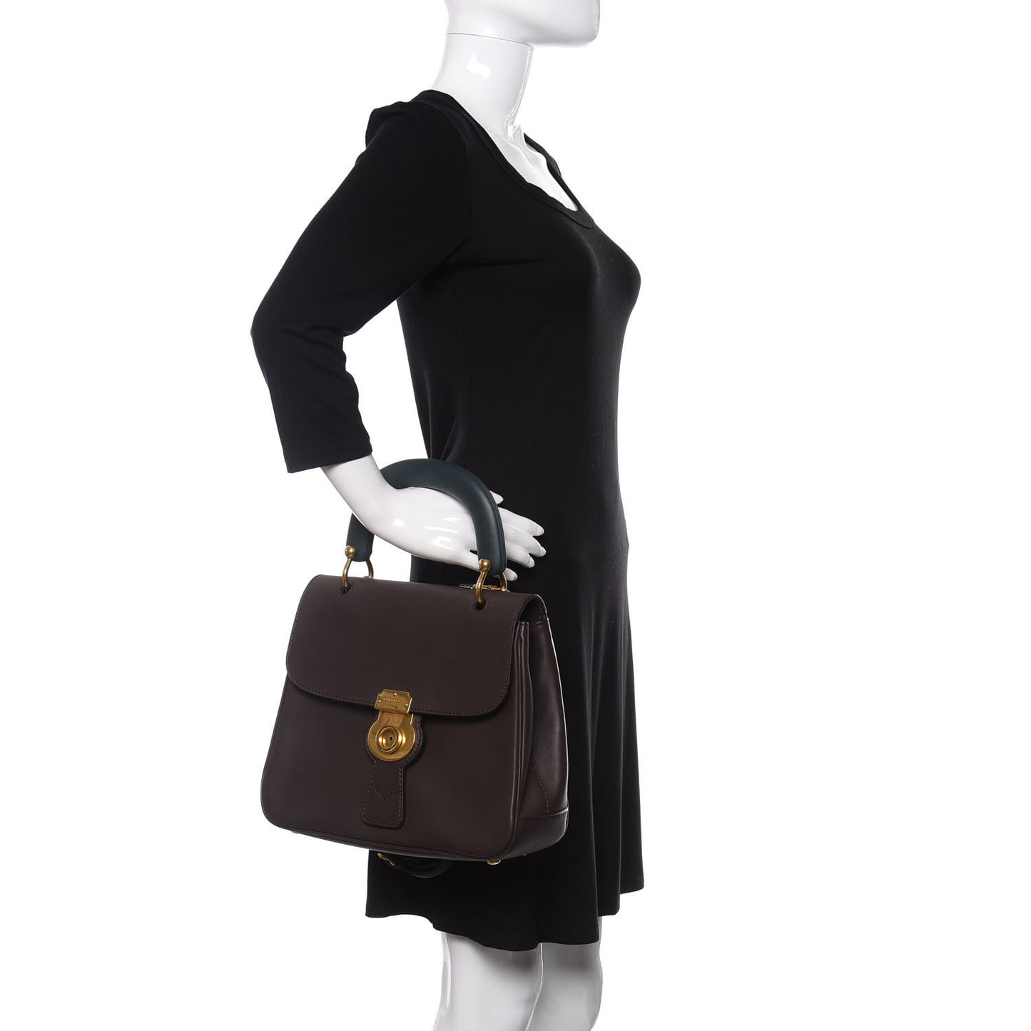 Trench Calfskin Medium DK88 Top Handle Bag Dark Chocolate