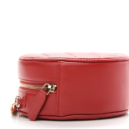 Chanel Lambskin Quilted Round Clutch With Chain Red 8 of 9