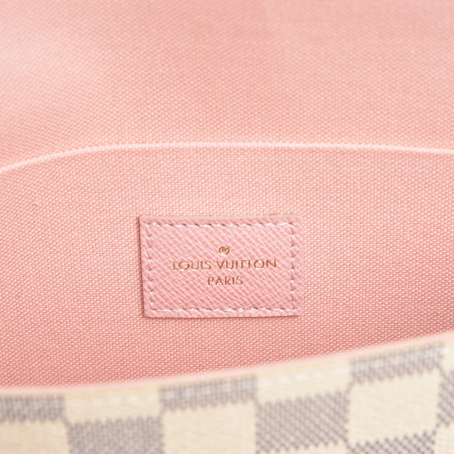 Damier Azur Pochette Felicie Chain Wallet Rose Ballerine