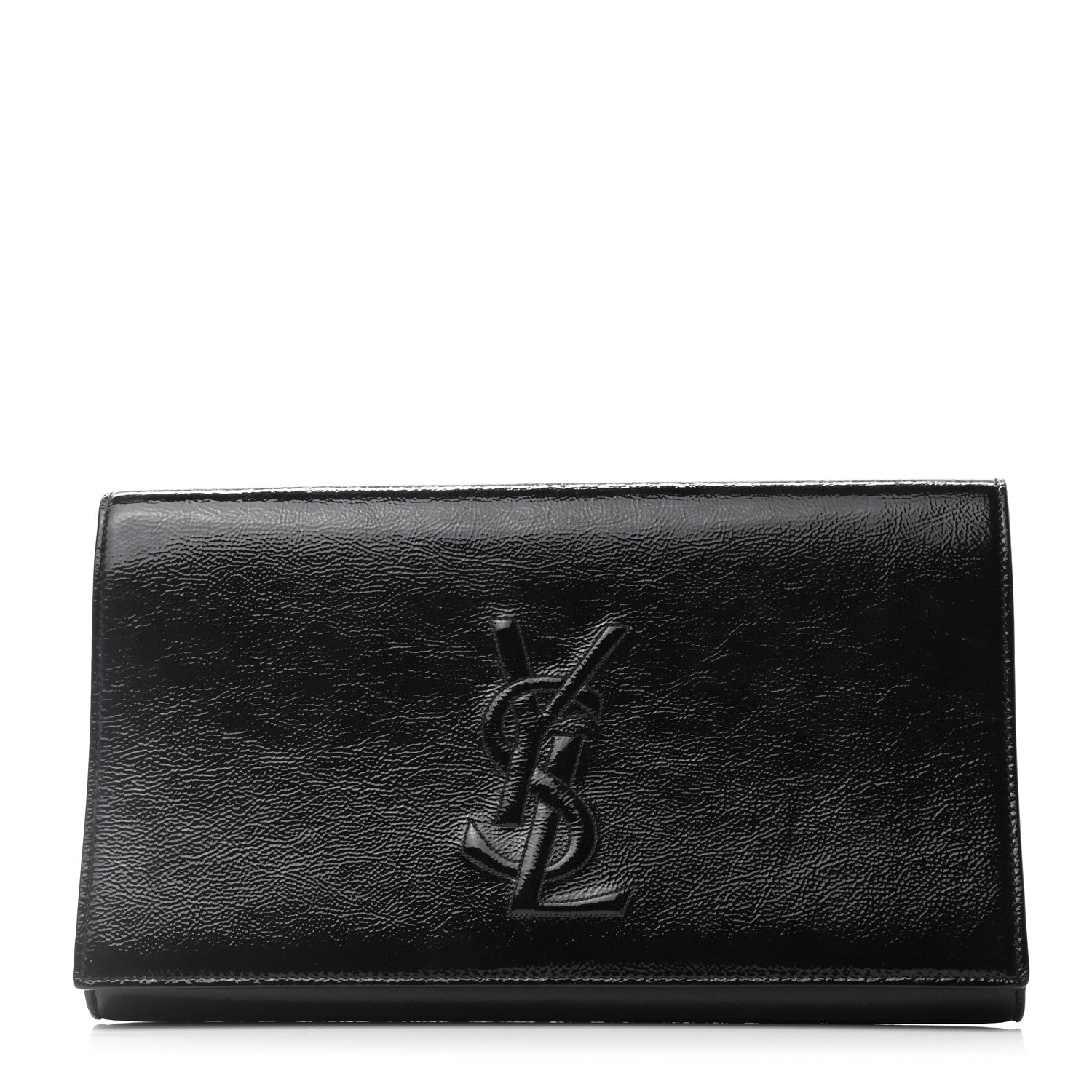 Saint Laurent Textured Patent Monogram Large Belle De Jour Clutch Black 1 of 7