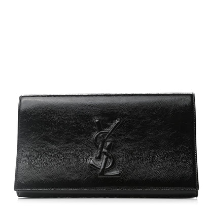 Saint Laurent Textured Patent Monogram Large Belle De Jour Clutch Black 1 of 7