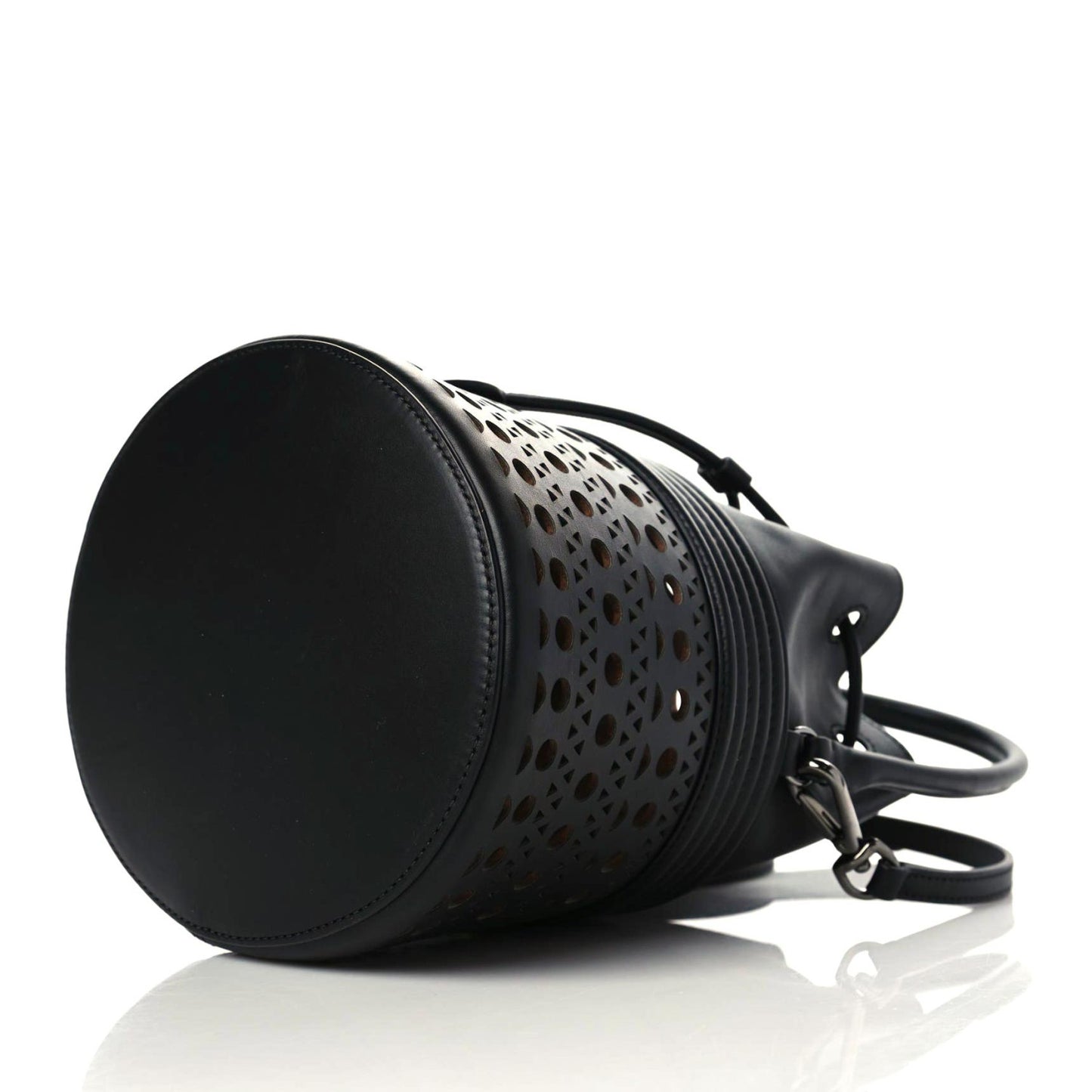Calfskin Laser Cut Corset 19 Bucket Bag Black