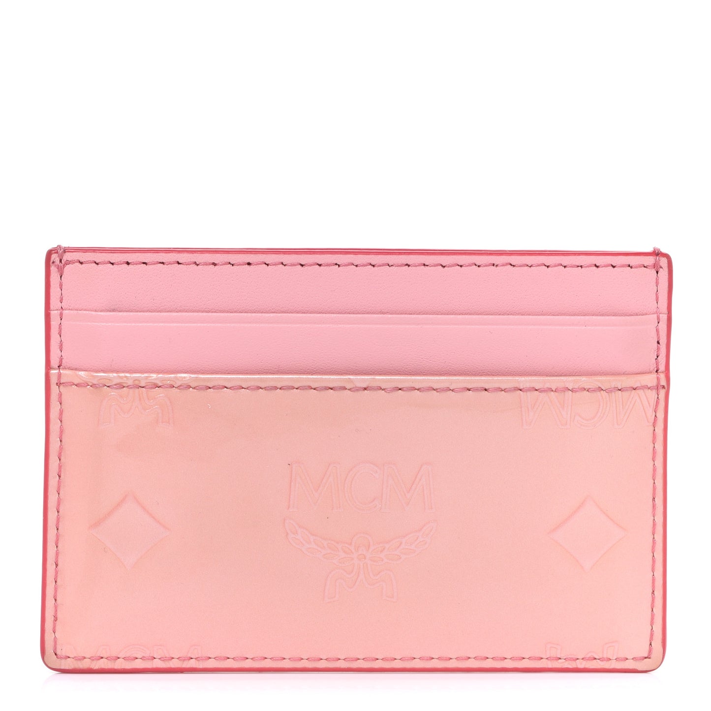 Patent Monogram Card Case Pink