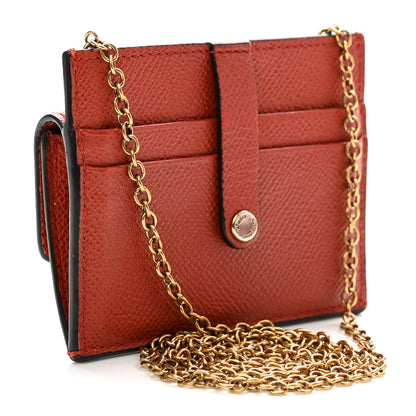 Salvatore Ferragamo Grained Calfskin Flap Chain Card Holder Ramas 3 of 7